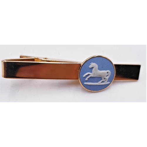 784 - WEDGWOOD BLUE JASPER WARE HORSE TIE CLIP  (Boxed)