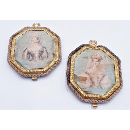 97 - SILK VICTORIAN / GEORGIAN LADY WALL PLAQUES