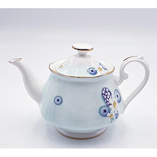 272 - ROYAL ALBERT CHINA TEAPOT IN THE ALPHA FOODIE (Green/Blue) DESIGN