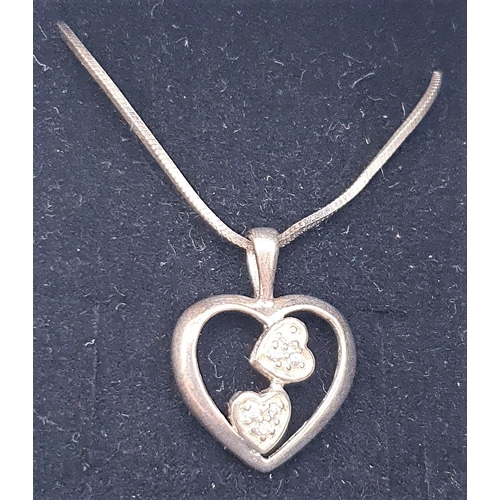 803 - SILVER (925) DOUBLE HEART NECKLACE