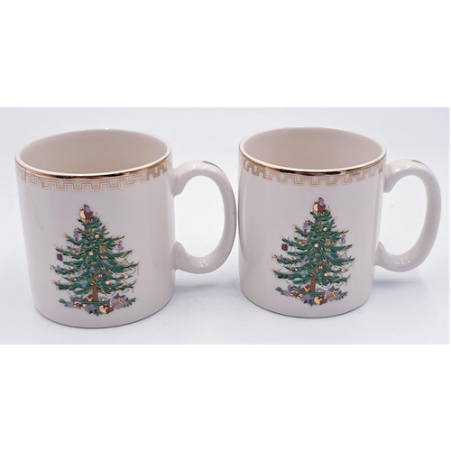 100 - SPODE CHINA MUGS (2) IN THE CHRISTMAS TREE DESIGN