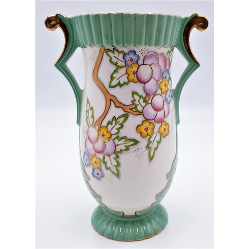 130 - CROWN DEVON (Fieldings) 26cm TWIN HANDLED VASE