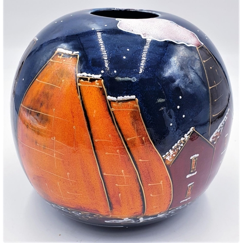 227 - ANITA HARRIS ART POTTERY Large 17cm High x 18cm SPHERE GLOBE VASE 