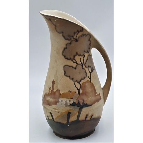 236 - CARLTON (England) Large 29.5cm (Hand Painted) JUG DEPICTING A RURAL SCENE OF A COTTAGE ,Etc