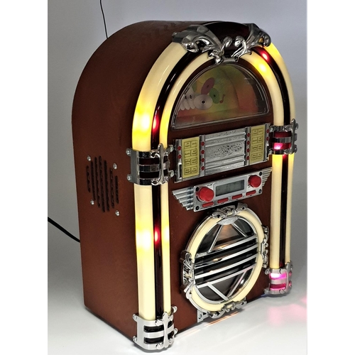 237 - WOODEN CASED Large 39.5cm x 27cm x 16cm RADIO & C.D. PLAYER IN THE FORM OF AN OLD JUKE BOX (As New C... 