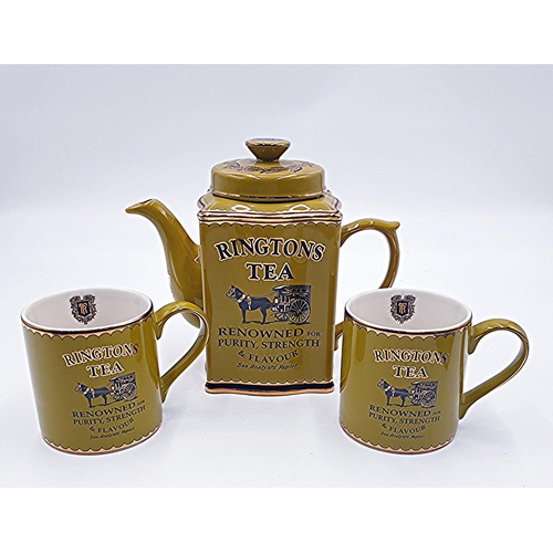 242 - RINGTONS HERITAGE SET TEAPOT & TWO MUGS