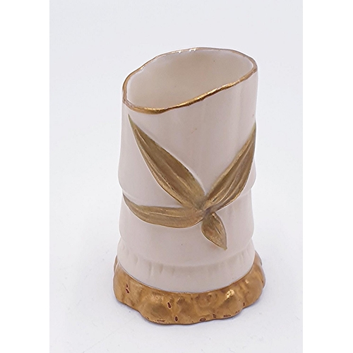 244 - ROYAL WORCESTER BLUSH IVORY /BAMBOO 6 cm MATCH HOLDER  (Early)