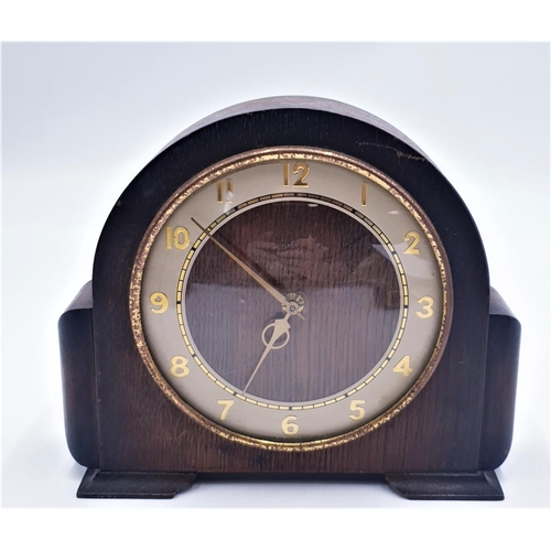 254 - WOODEN CASED 21cm x 18cm CLOCK (From H.Samuel The Jewellers)