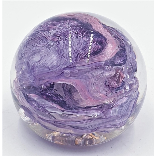 263 - GLASS PURPLE COLOURED 6.5cm  PAPERWEIGHT