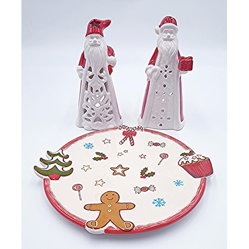 316 - YANKEE CANDLES CHINA 20cm T/LIGHT FASHIONED AS SANTA (2) (One A/F) (Both Boxed)  TOGETHER WITH A KIT... 