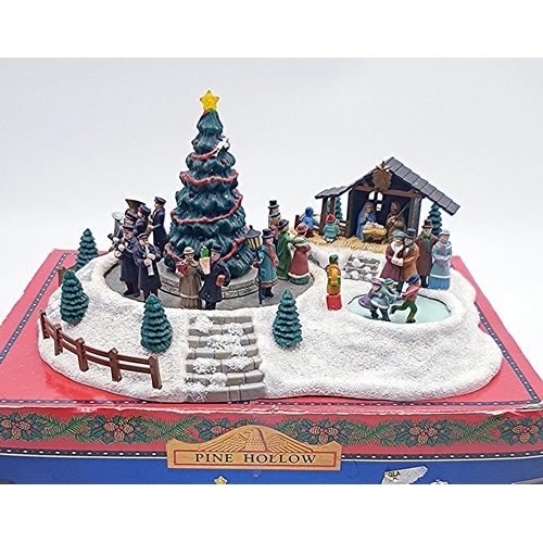 323 - ENESCO PINE HOLLOW VILLAGE SQUARE CHRISTMAS TREE MUSICAL (Found To Be Working When Photographed)  (O... 