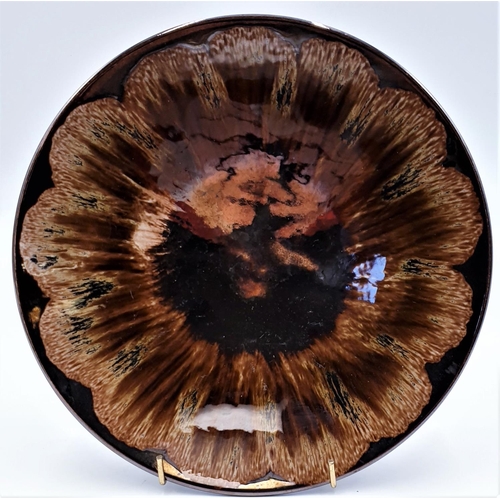 364 - POOLE POTTERY Large 26.5 cm Dia BROWN LUSTRE WARE DISH