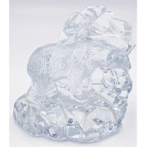 410 - CRYSTAL CUT GLASS 12cm x 12.5cm MODEL OF A BEAR