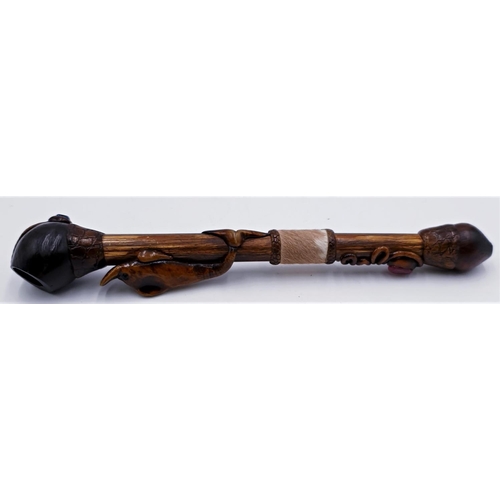 412 - CARVED WOODEN DOLPHIN & SNAKE PIPE