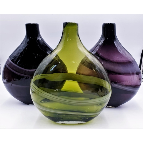 423 - GLASS 34cm VASES (3)