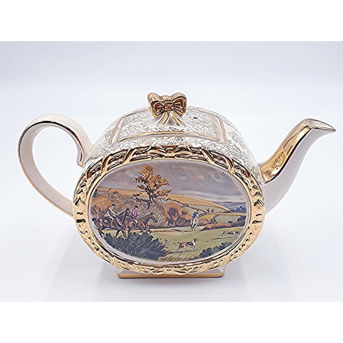 43 - SADLER TEAPOT DECORATED With A HUNTING SCENE