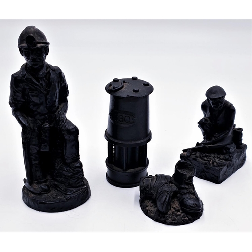 516 - COAL CARVED FIGURINES OF FOUR COAL MINERS