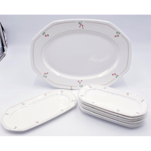 536 - WEDGWOOD 23.5cm x 12cm PLATES (6) IN THE CHERRY DESIGN Plus WEDGWOOD 27cm x 14cm PLATE IN THE CHERRY... 