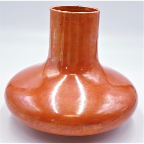 572 - RUSKIN HIGH FIRED Large 20cm ORANGE FLAMBE VASE (Full Marks & Dated 1914 Extremely Rare Shape For Ru... 