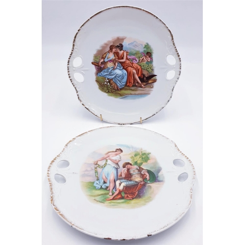 578 - PORCELAIN 25cm Dia PLATES (Possibly Beyer & Bock Kauffmann Decorated Plates, Similar To Artist Palet... 