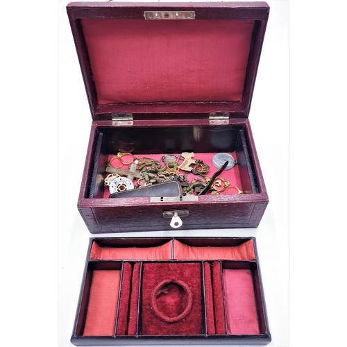 581 - LEATHER BOX With CONTENTS Inc SILVER, HOLY ITEMS Etc