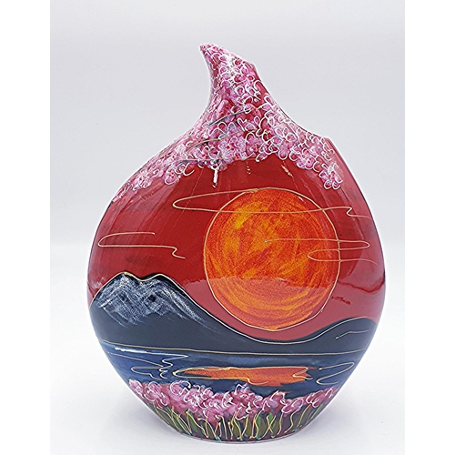 622 - ANITA HARRIS ART POTTERY Extra Large 30.5 cm TEARDROP VASE IN THE CHERRY BLOSSOM DESIGN (Signed In G... 