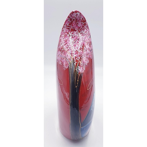 622 - ANITA HARRIS ART POTTERY Extra Large 30.5 cm TEARDROP VASE IN THE CHERRY BLOSSOM DESIGN (Signed In G... 