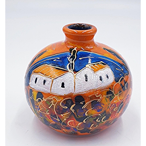 625 - ANITA HARRIS ART POTTERY 11cm MARAKESH VASE IN THE TUSCANY DESIGN (Signed In Gold By Anita Harris)