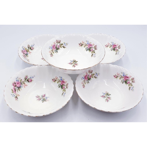 636 - ROYAL ALBERT CHINA 15.5cm Dia CEREAL BOWLS (5) IN THE MOSS ROSE DESIGN