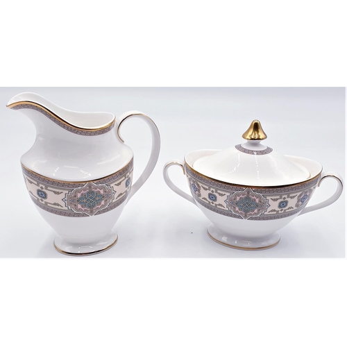 643 - ROYAL DOULTON CHINA LIDDED SUGAR BOWL & CREAMER IN THE LONGWOOD DESIGN H5220