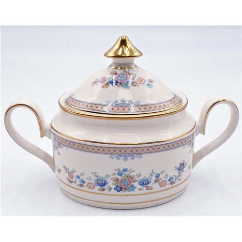 644 - ROYAL DOULTON CHINA LIDDED TWIN HANDLED SUGAR BOWL IN THE HIGHLAND VALLEY DESIGN H5144