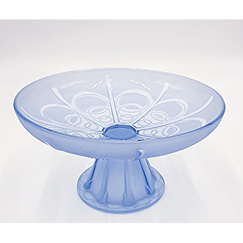 645 - BLUE GLASS 13cm x 24cm Dia PEDESTAL FRUIT BOWL