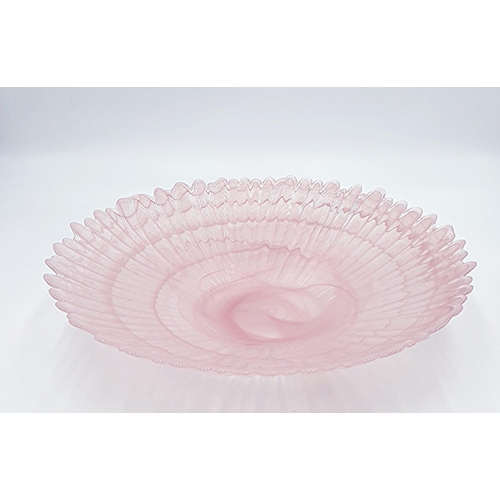 646 - PINK GLASS 8cm x 39cm Dia BOWL