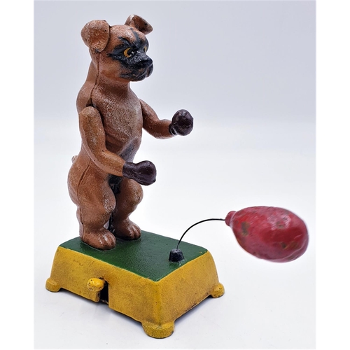 701 - CAST IRON 19cm MODEL OF A BOXING DOG A/F)