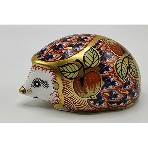 719 - ROYAL CROWN DERBY CHINA PAPERWEIGHT FASHIONED AS AN ORCHARD HEDGEHOG (Issued Date 2000) (Launch Pric... 