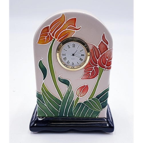 743 - BLUE SKY TUBE LINED FLOWERS CLOCK (Working At Time Of Photograph)