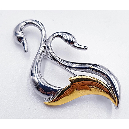 755 - DOUBLE SWAN BROOCH