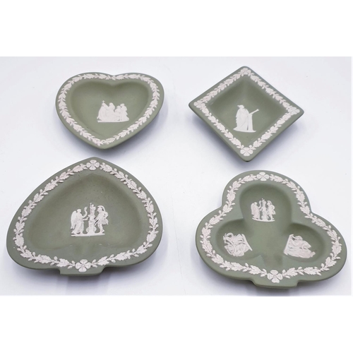 765 - WEDGWOOD SET OF 4 GREEN JASPER PIN TRAYS