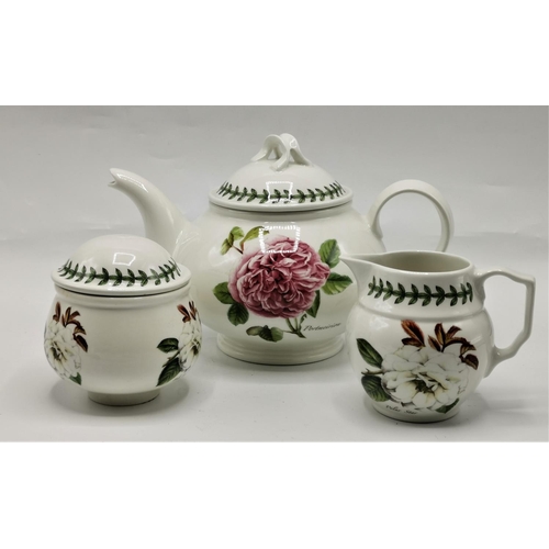 794 - PORTMEIRION TEAPOT,LIDDED SUGAR Plus MILK JUG IN THE BOTANIC ROSES DESIGN