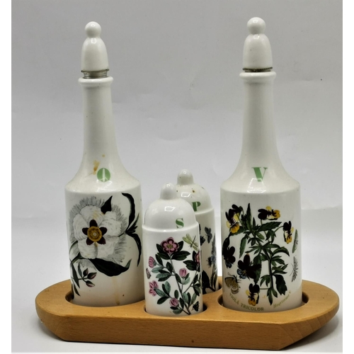 797 - PORTMEIRION OIL.VINEGAR,SALT,PEPPER With WOODEN STAND