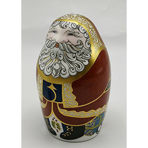 723 - ROYAL CROWN DERBY CHINA PAPERWEIGHT FASHIONED AS SANTA CLAUS By Designer John Ablitt (Issued Date 11... 