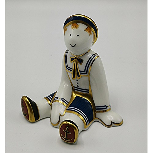 724 - ROYAL CROWN DERBY CHINA PAPERWEIGHT FASHIONED AS A RAGDOLL SAILOR