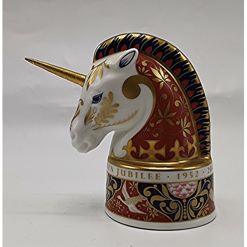 727 - ROYAL CROWN DERBY CHINA CANDLE SNUFFER FASHIONED AS A UNICORN (Limited Edition 750 This One Being No... 