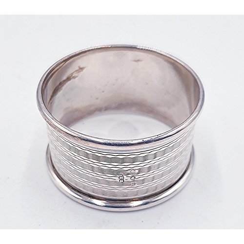 464 - SILVER ENGINE TURNED NAPKIN RING (Vacant Cartouche) By The Rolason Brothers (Hallmarked For Birmingh... 