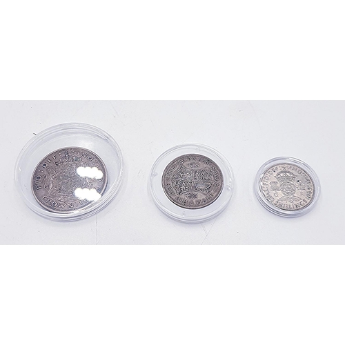 664 - SILVER CONTENT COINS (3) ,1937 CROWN,1929 HALF CROWN And 1945 TWO SILLING PIECE (All In Capsules)