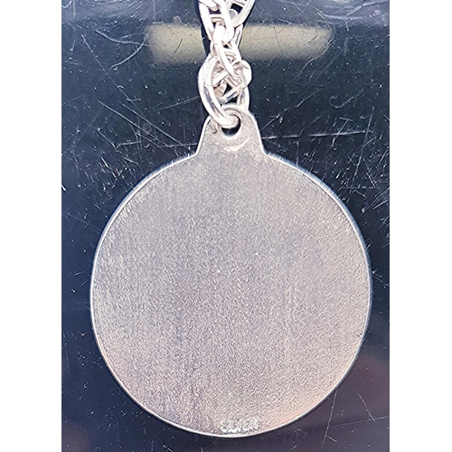 665 - SOLID SILVER MARTIAL ARTS MEDAL/PENDANT ON A SILVER (Hallmarked) 51 cm NECK CHAIN (Total Weight 22.1... 