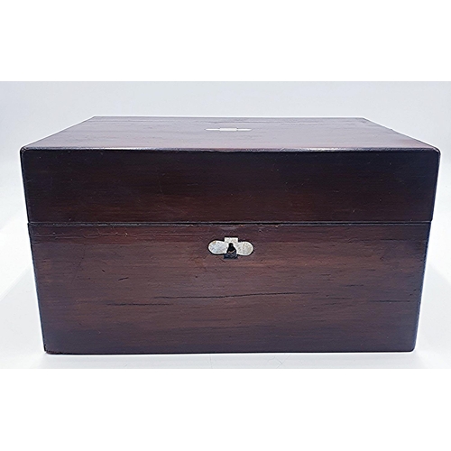 1 - MAHOGANY / MOTHER OF PEARL VICTORIAN Large 30cm x 22cm BOX With SECRET DRAWER