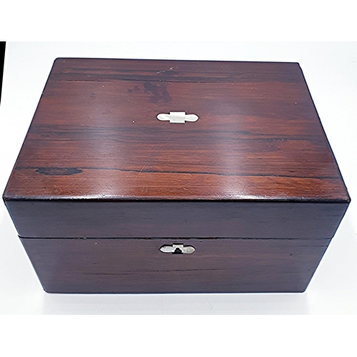 1 - MAHOGANY / MOTHER OF PEARL VICTORIAN Large 30cm x 22cm BOX With SECRET DRAWER