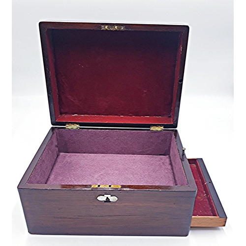 1 - MAHOGANY / MOTHER OF PEARL VICTORIAN Large 30cm x 22cm BOX With SECRET DRAWER