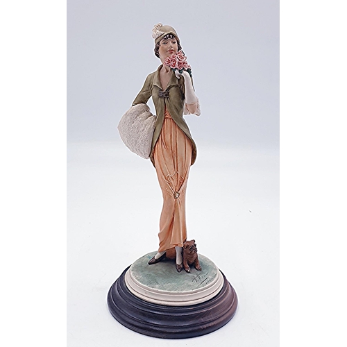 108 - RESIN ART DECO STYLE 22cm FIGURINE By Italian Designer/Artist Vittorio Tessaro) MOUNTED ON A POLISHE... 